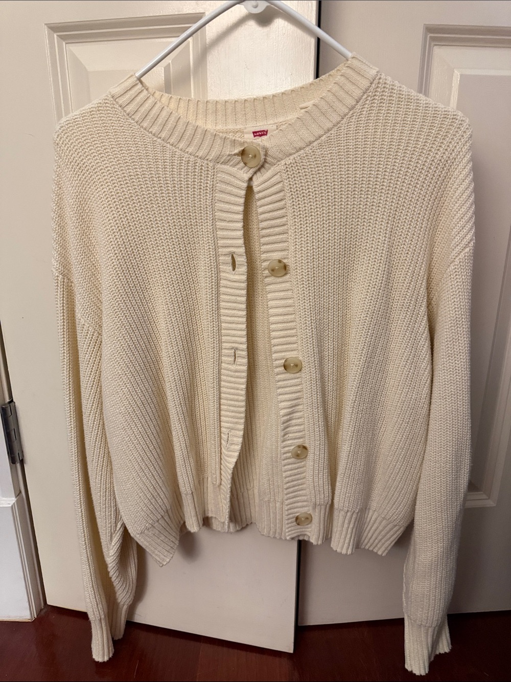Levi's Cream Ribbed Knit Button-Front Cardigan